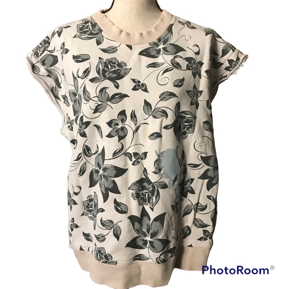 Adidas by Stella McCartney Floral Oversized Sweatshirt Rolled Distressed Hem XS